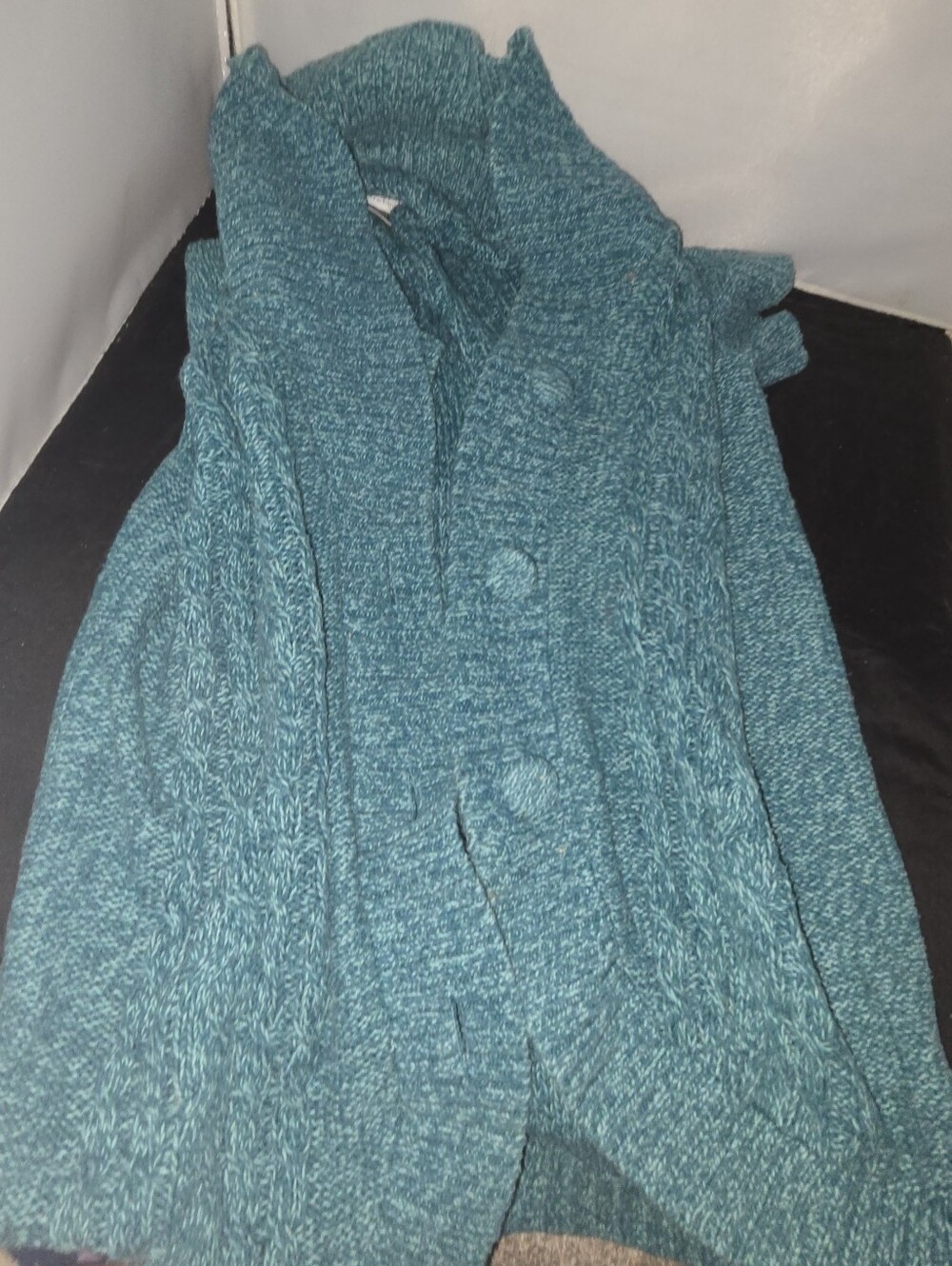 Christopher & Banks Teal Cozy Marled Chunky Knit Button-Up Cardigan Size M